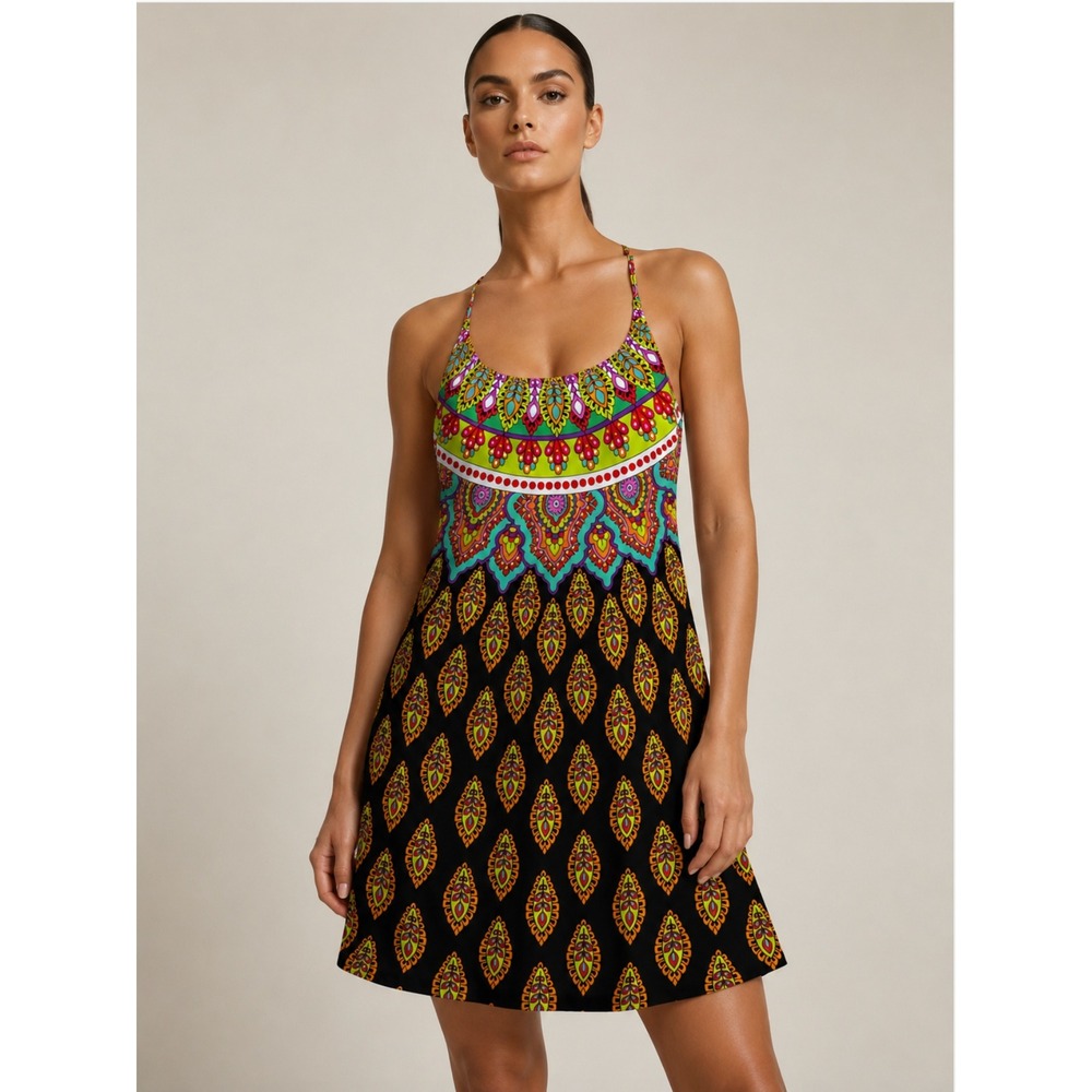 Trina Turk Swim Dress Cover Up Sz Medium Moroccan Medallion Boho Chic Designer